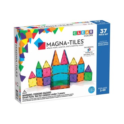 #2. Playmags Clear Colors Magnetic Tiles Deluxe Building Set
